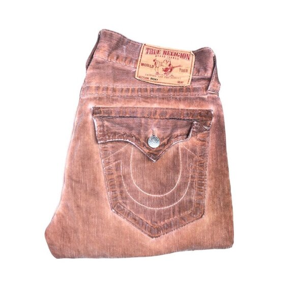 Vintage True Religion Jeans Size 32 RICKY DIRTY ORANGE - Picture 2 of 6